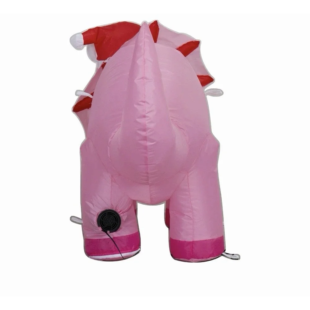 Holiday Time Inflatable LED Festive Pink Triceratops 42″ Yard Decor Airblown NIB